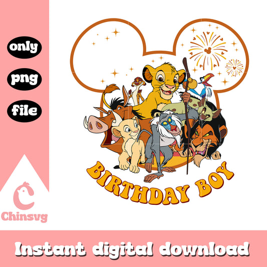The lion king mickey outline birthday boy png, lion king png