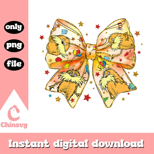 The lorax character bow png, dr seuss cast png, cartoon png