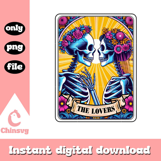 The lovers couple skeleton png, human skeleton png, tarot png