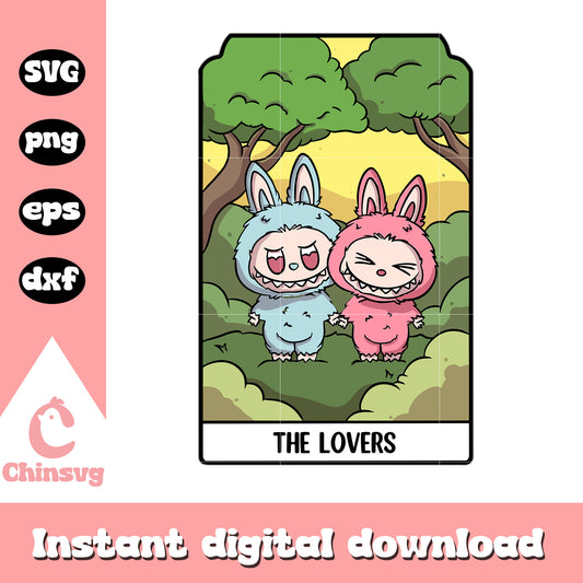 The lovers labubu card drawing design svg, labubu couple svg