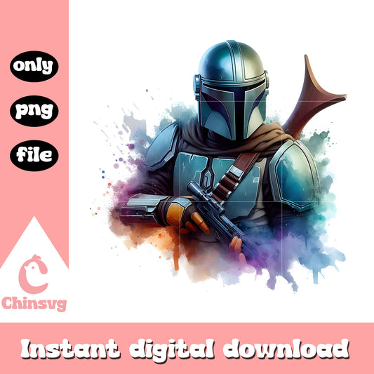The mandalorian watercolor clipart png, the mandalorian star wars png