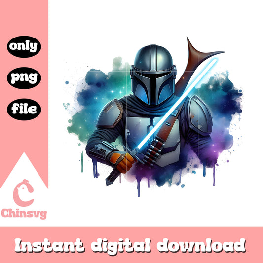 The mandalorian watercolor design png, the mandalorian character png