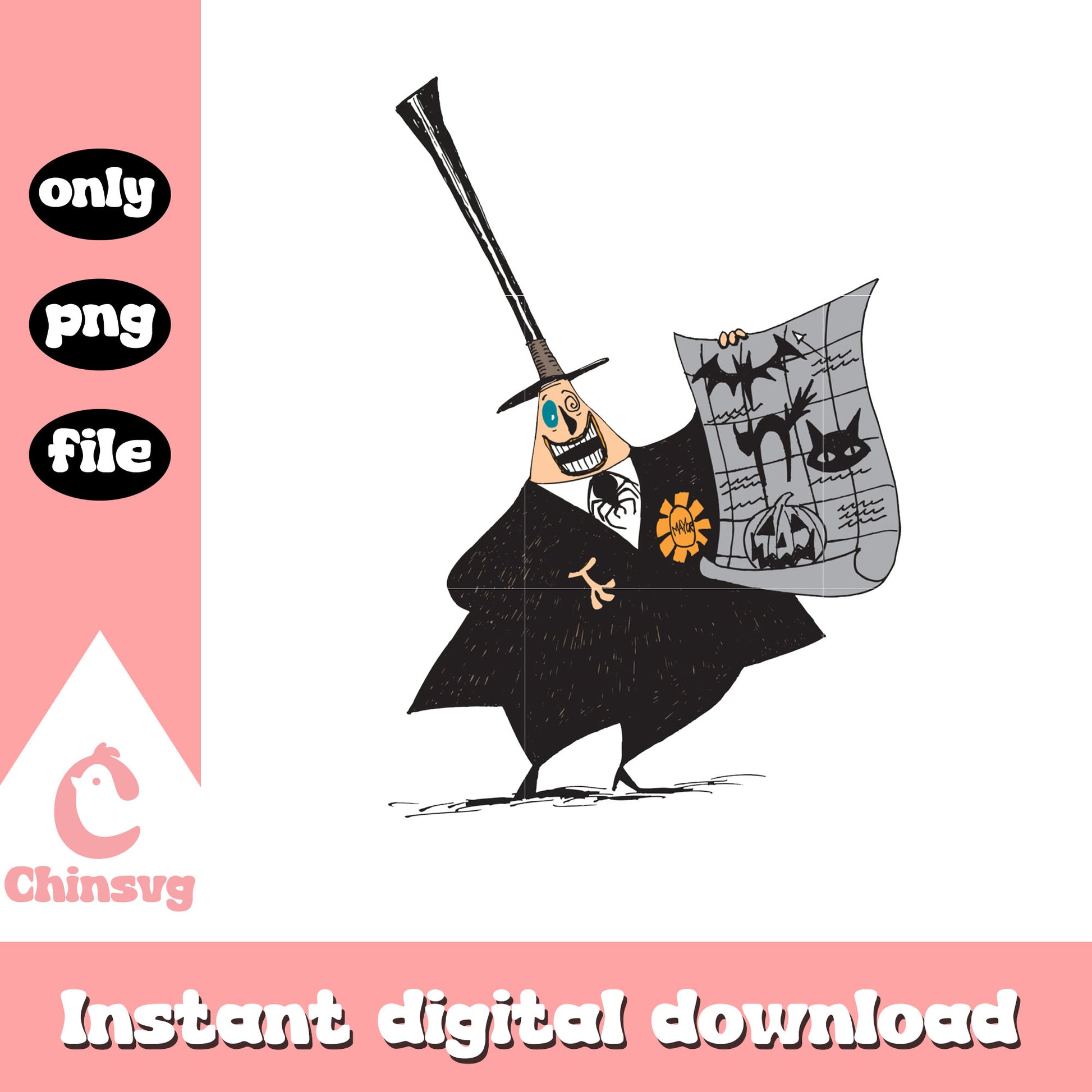 The mayor character painting png, nightmare before christmas art png