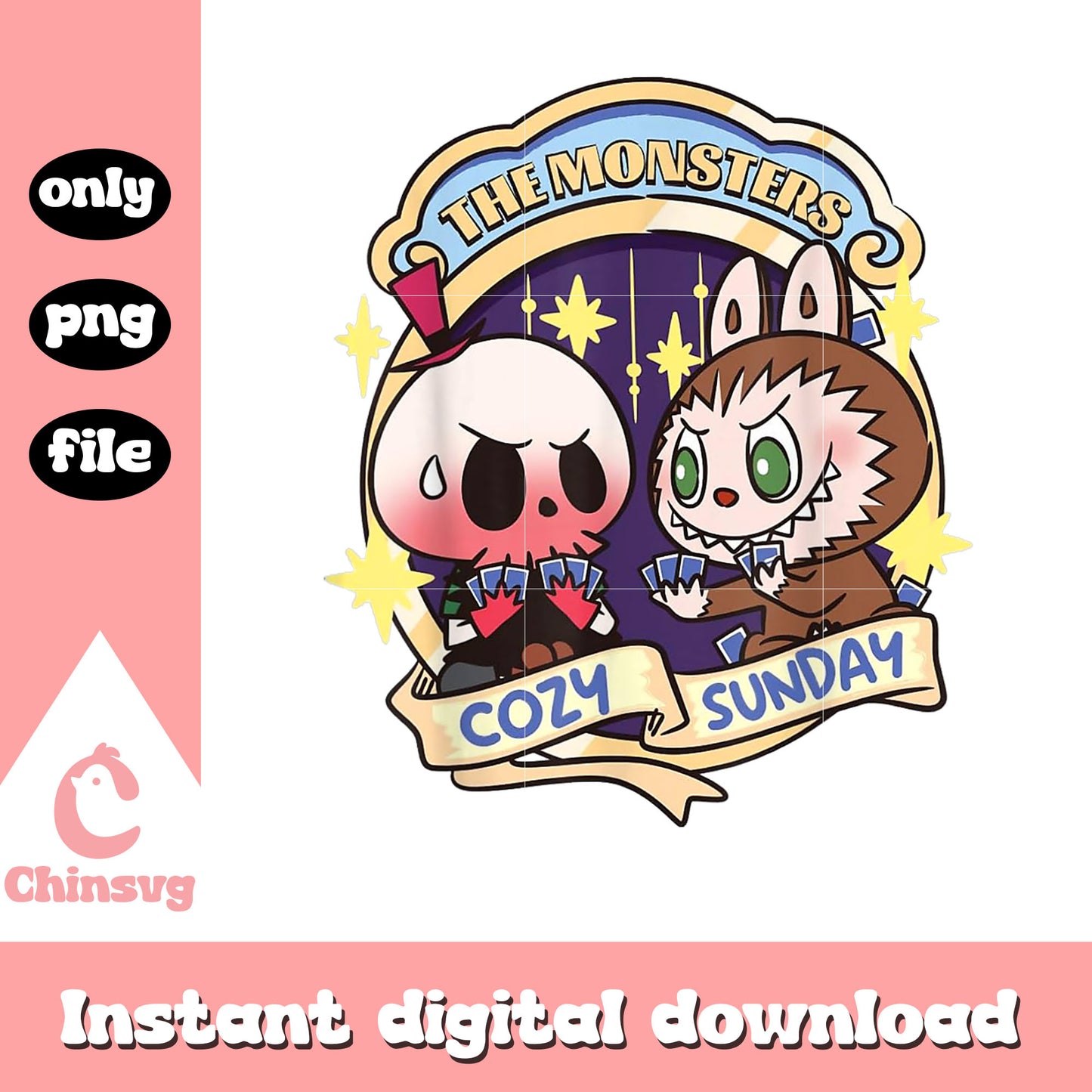 The monster cozy sunday labubu png, halloween day png