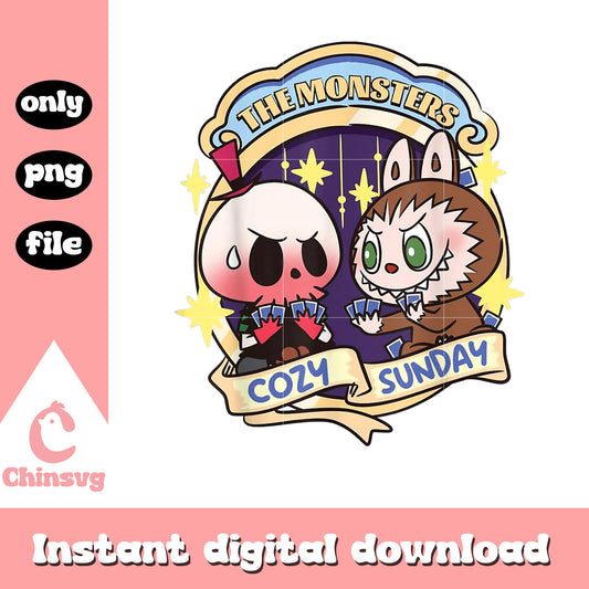 The monster cozy sunday labubu png, halloween day png