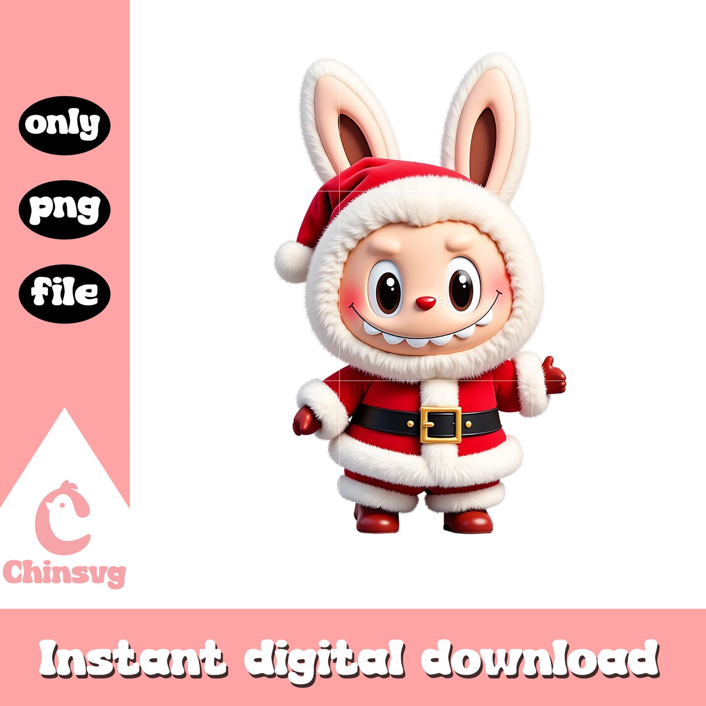 The monster labubu cosplay santa claus png, labubu popmart png