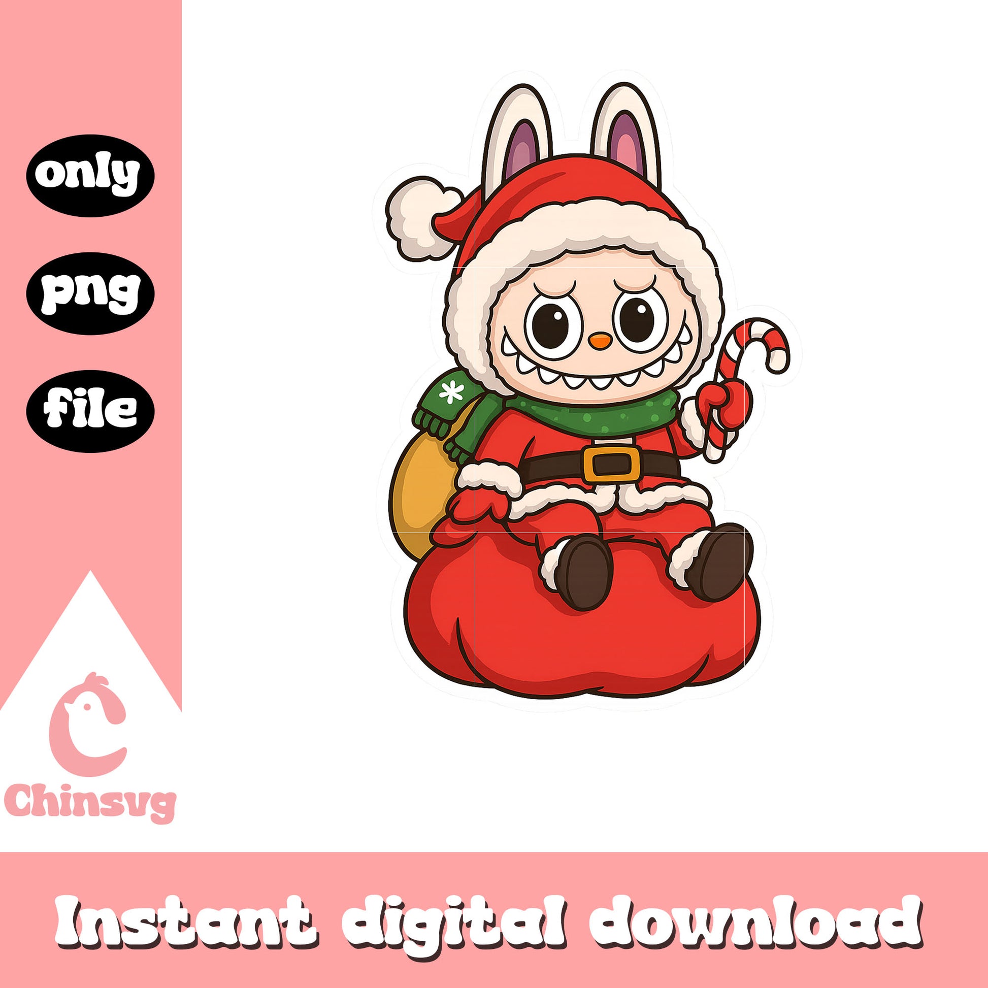 The monster labubu santa claus png, labubu doll png