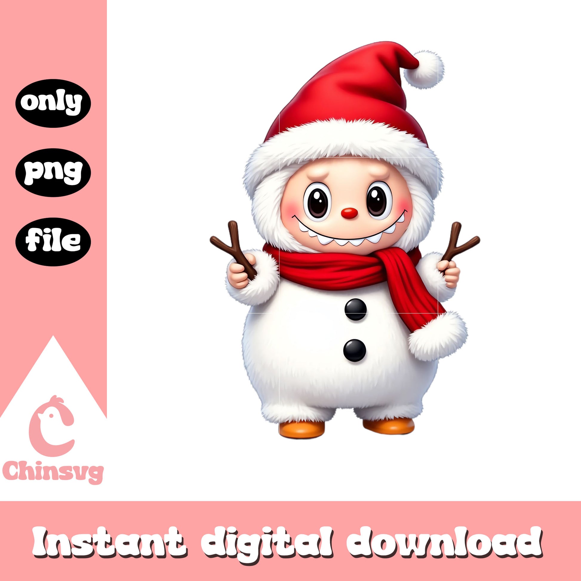The monster labubu snow man png, labubu clothes png