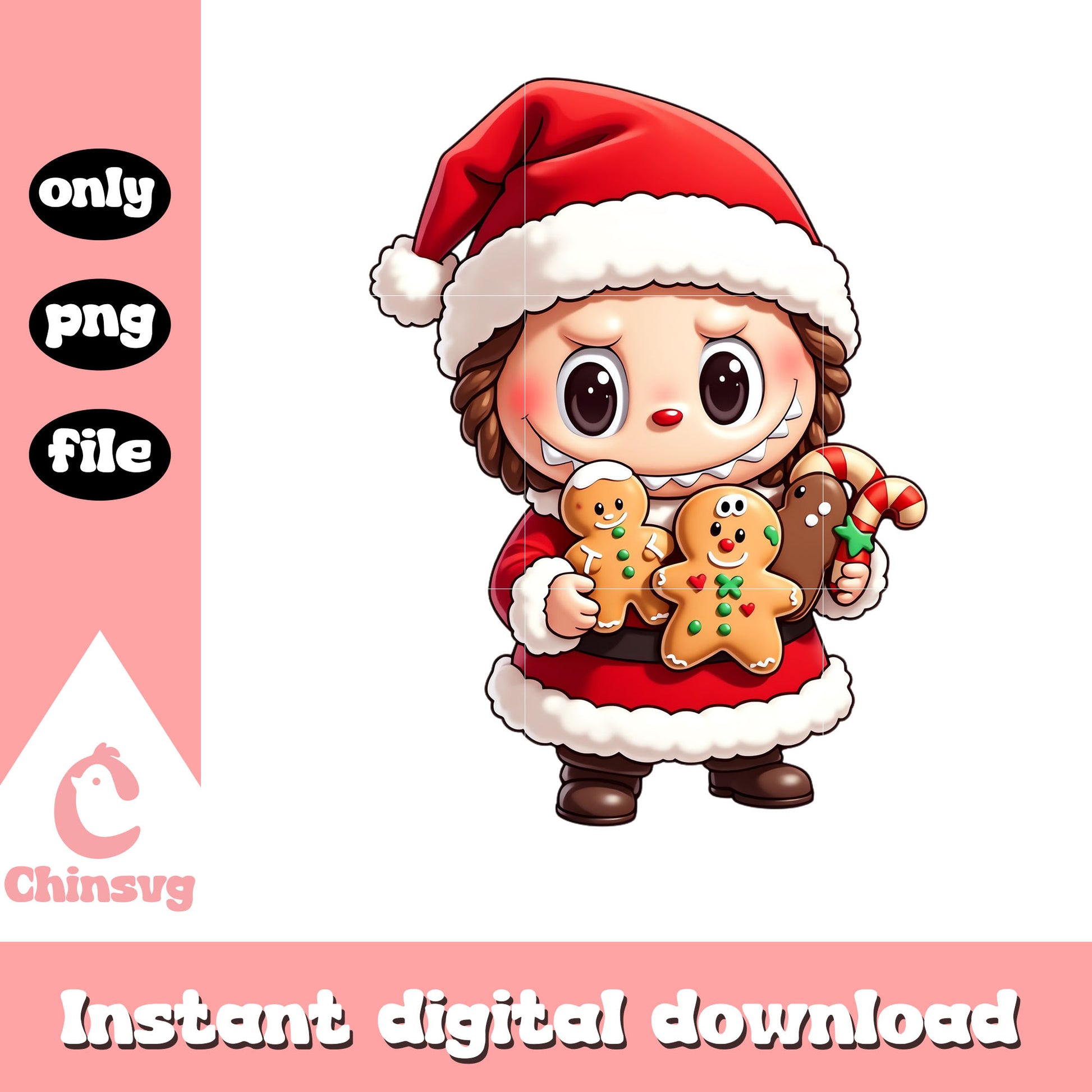 The monster labubu with gingerbread man png, labubu box
