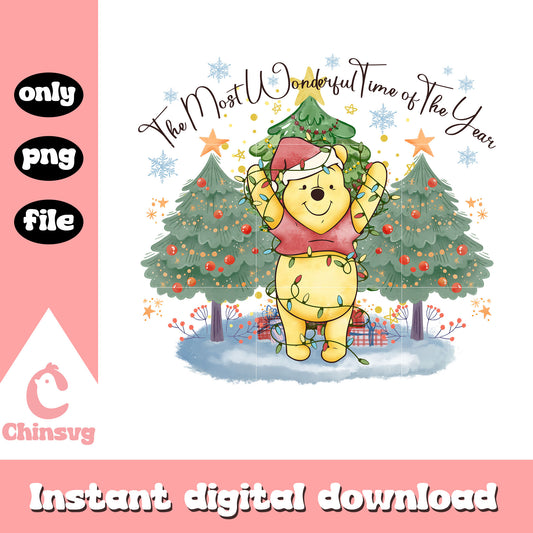 The most wonderful time of the year pooh png, christmas quote png