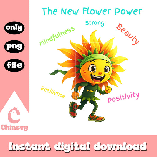 The new flower power strong quote png, sunflower png, trending png