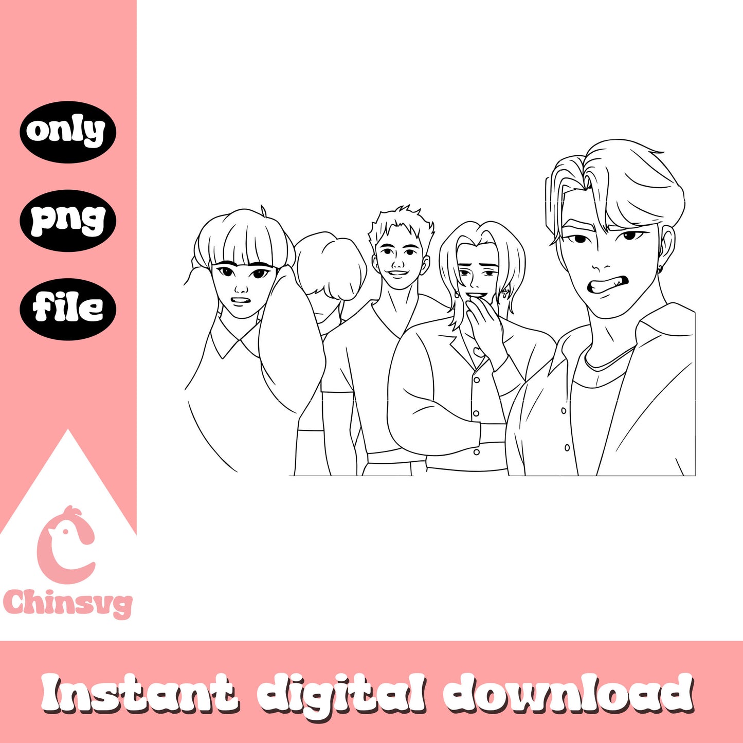 The saja boy boy group outline png, kpop bands png