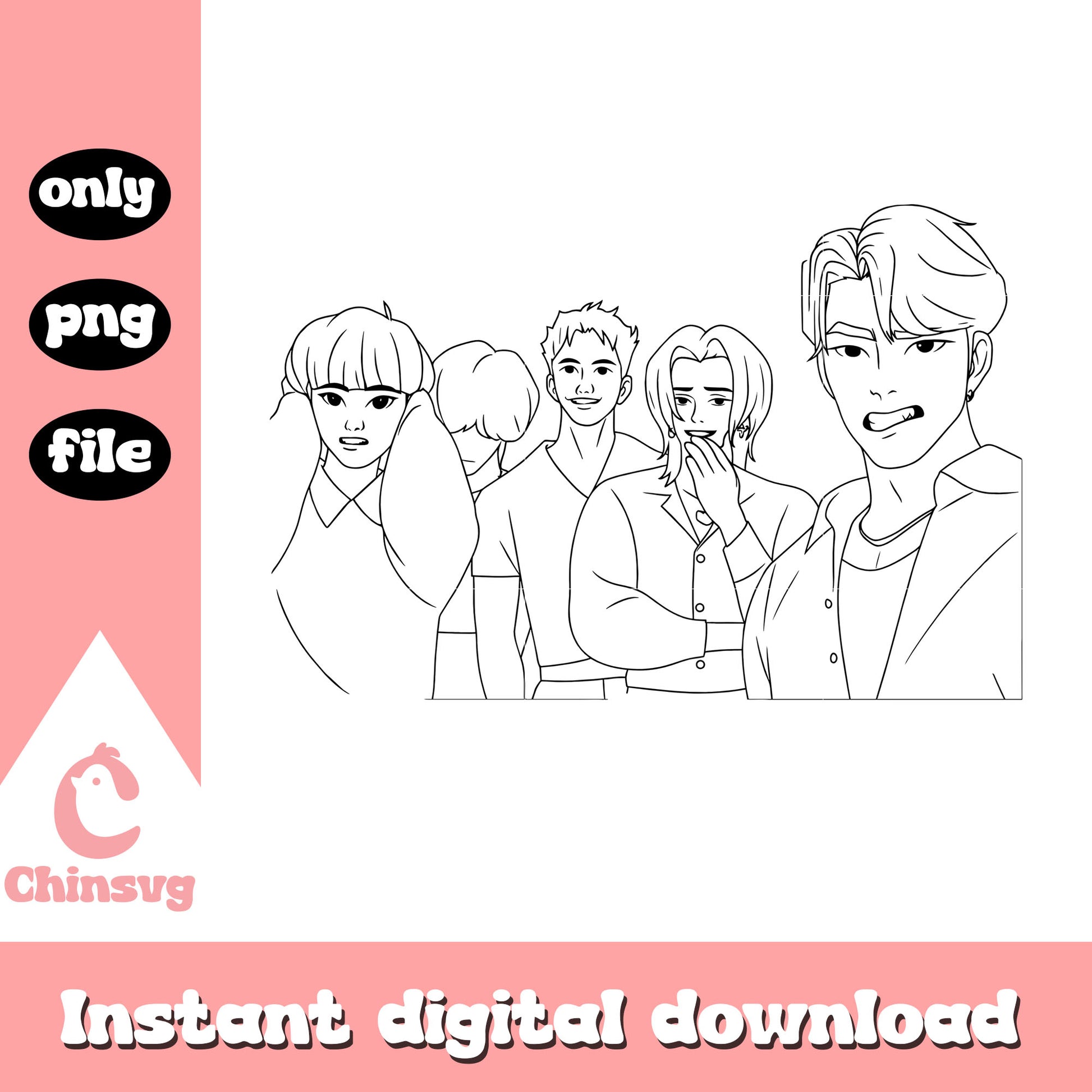 The saja boy boy group outline png, kpop bands png