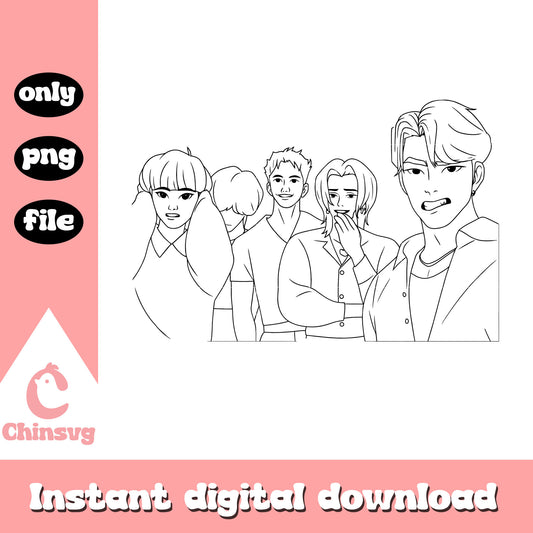 The saja boy boy group outline png, kpop bands png
