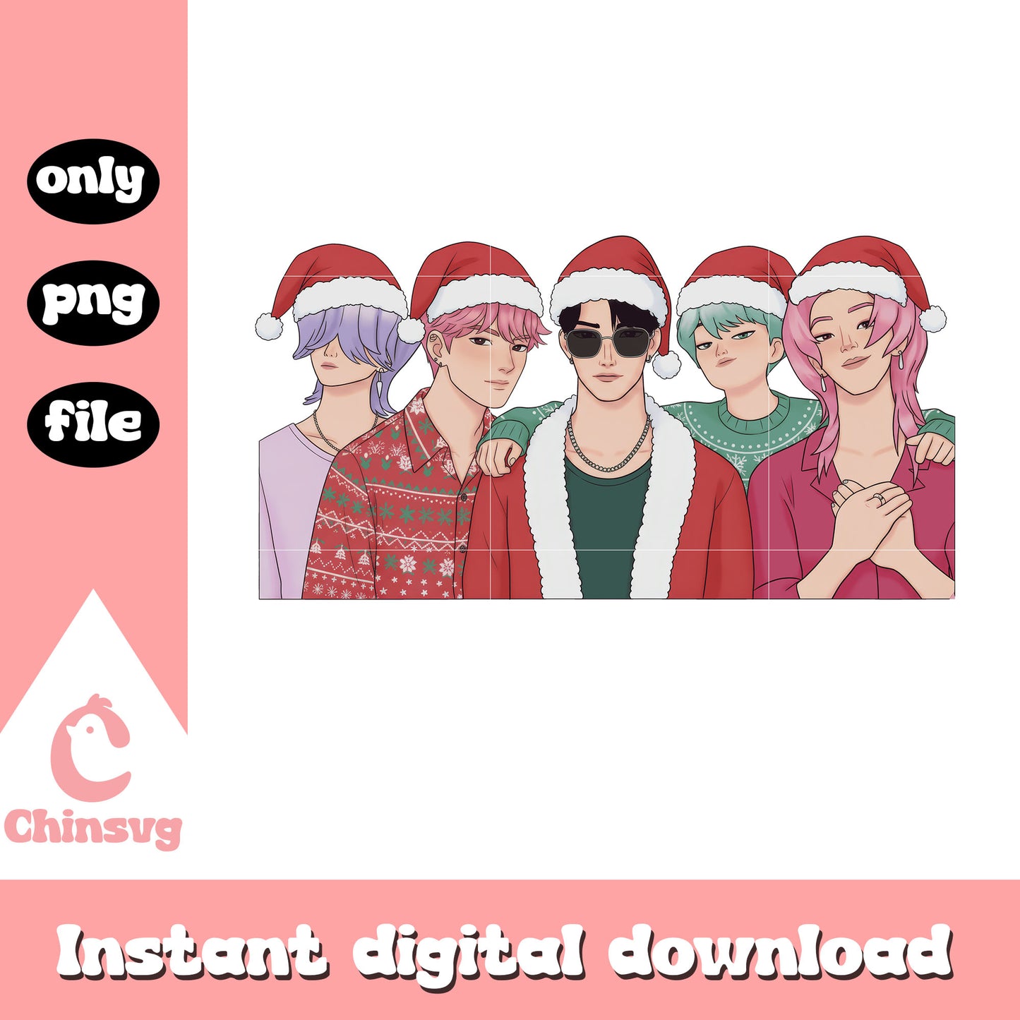 The saja boys christmas clothes design png, santa claus png