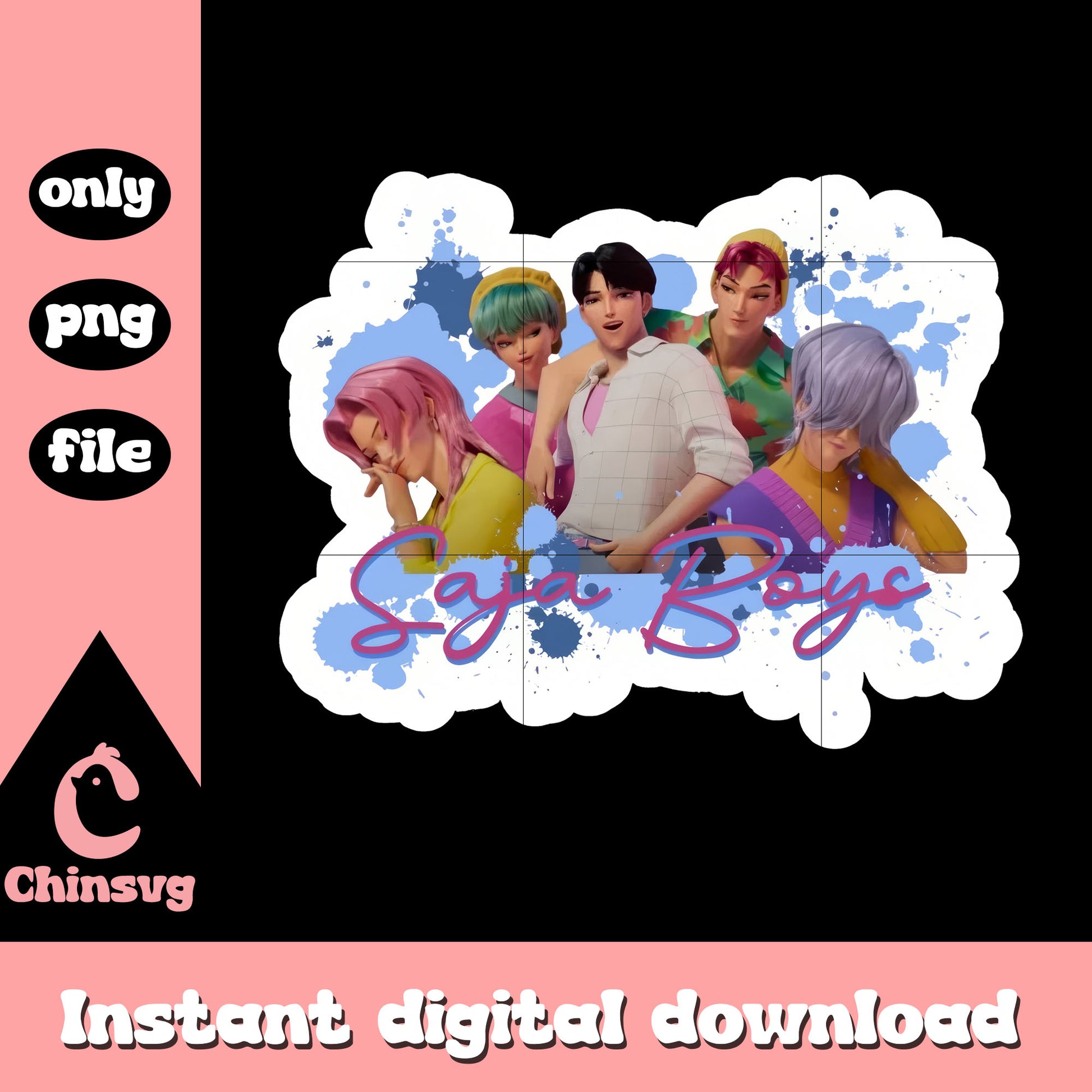 The saja boys members sticker design png, saja boys cast png