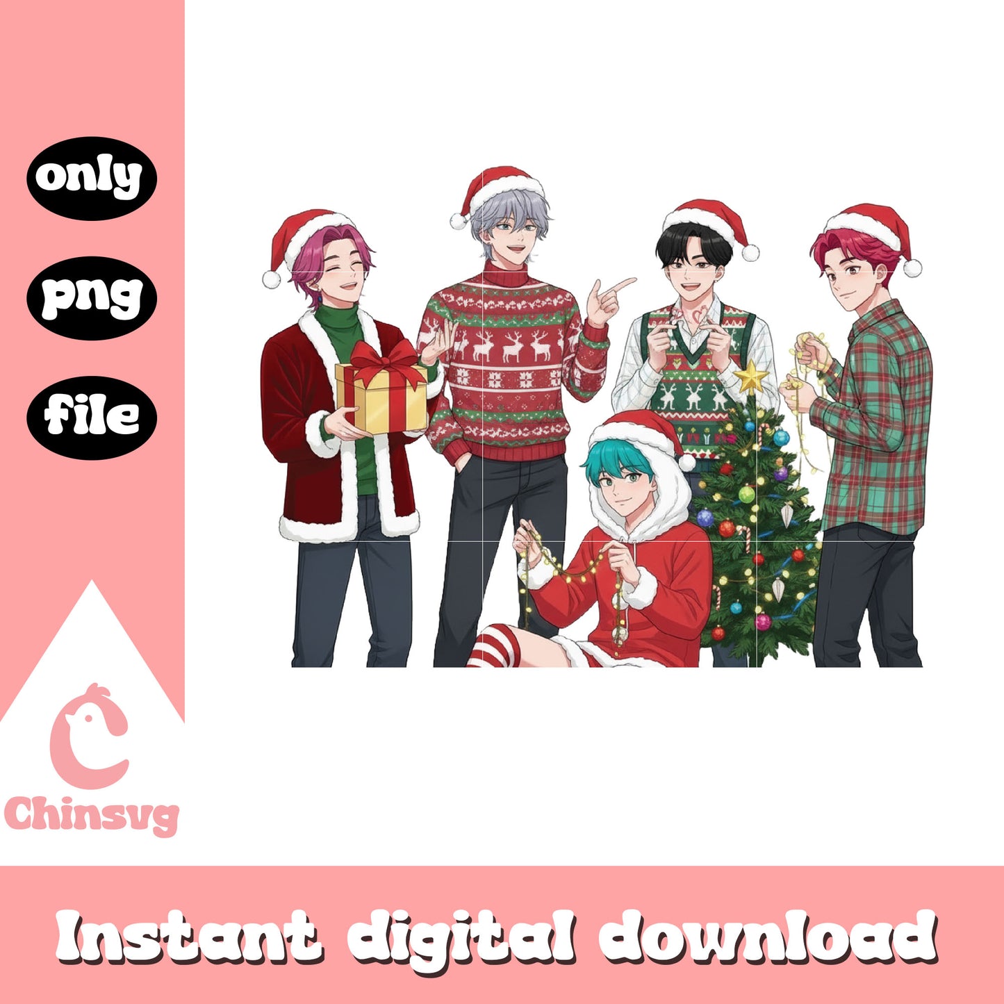 The saja boys on christmas day png, christmas sweater sweaters png