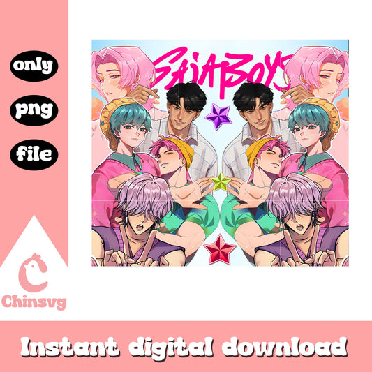 The saja boys retro poster design png, saja boys png