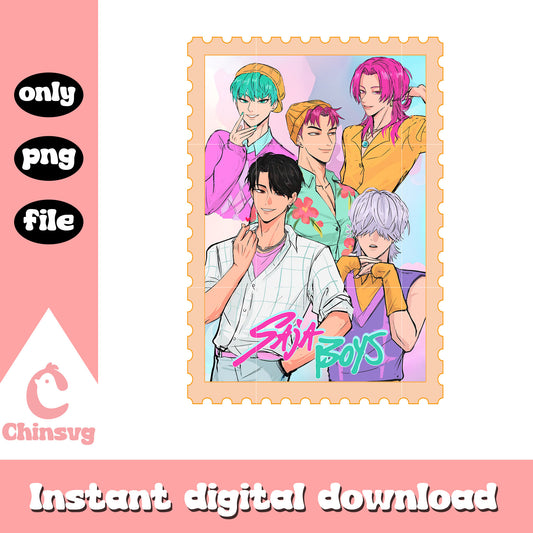 The saja boys stamp design png, the saja boys band png