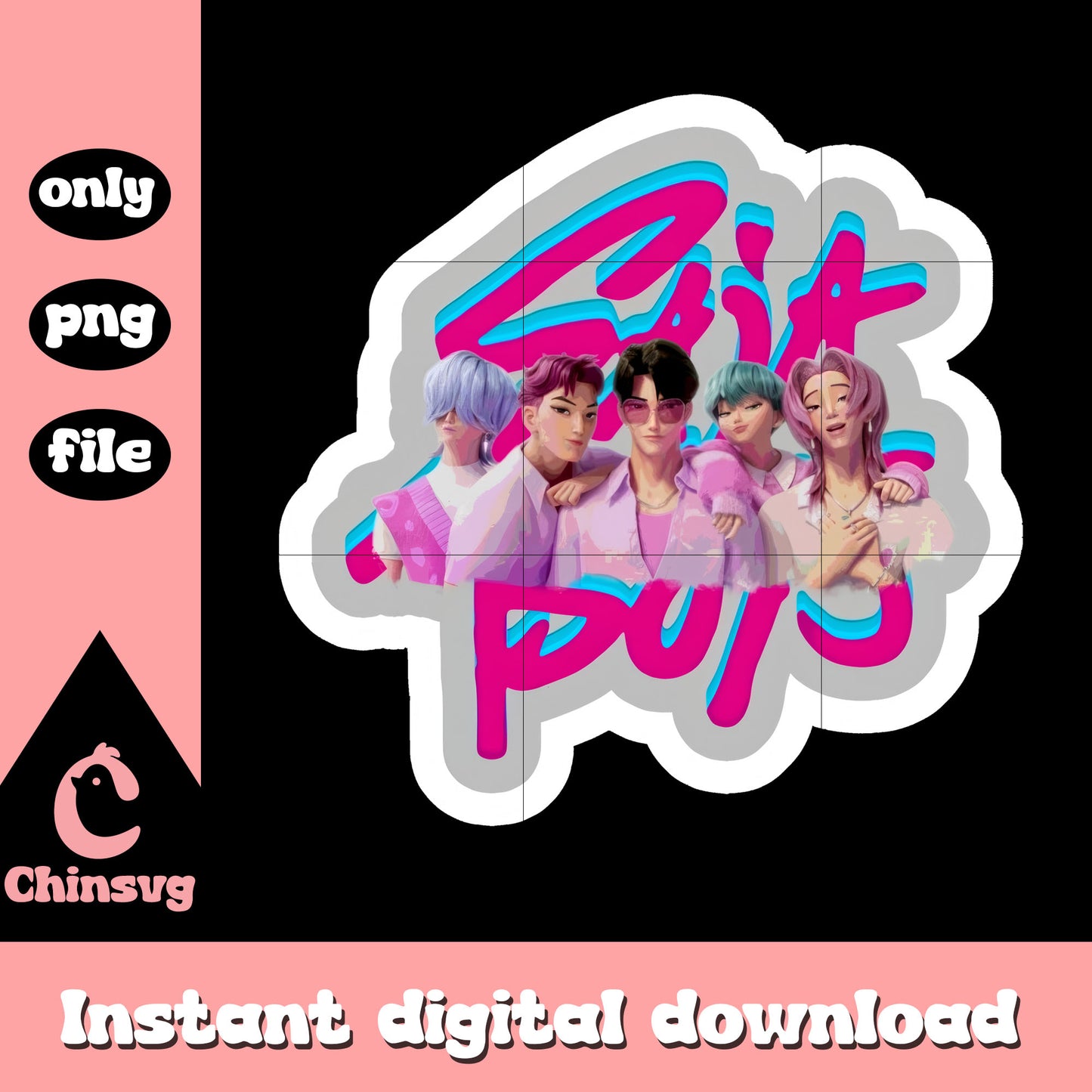 The saja boys sticker design png, saja boys boy band png