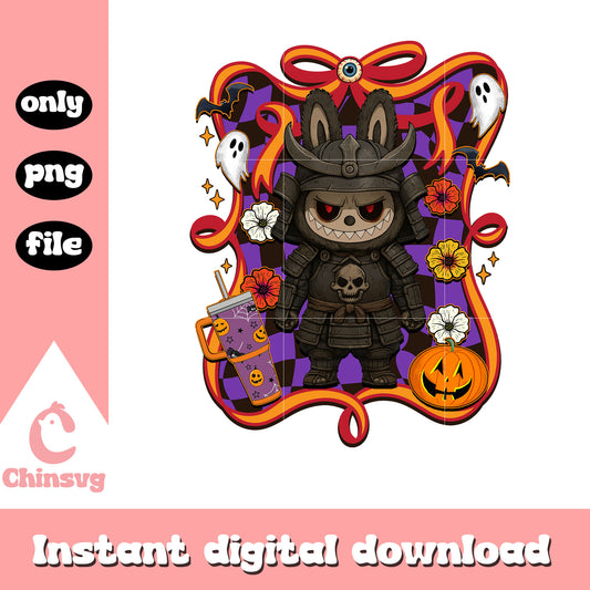 The samurai halloween labubu bow png, halloween holiday png