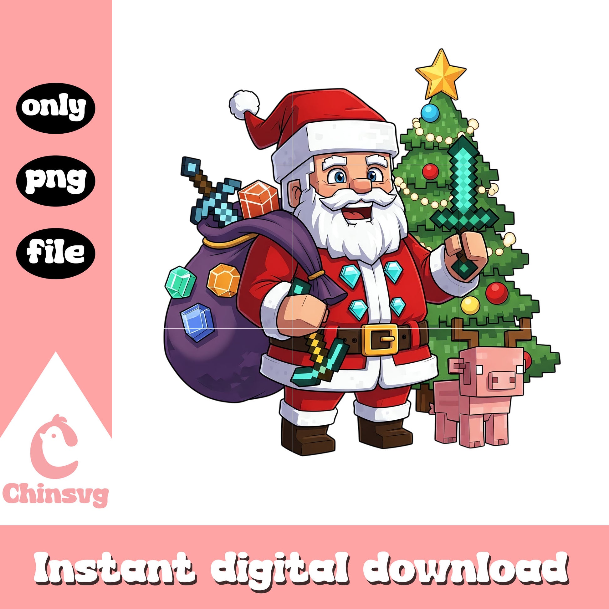 The santa claus christmas minecraft png, christmas png