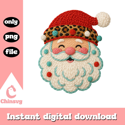 The santa claus head yarn crochet png, christmas eve png