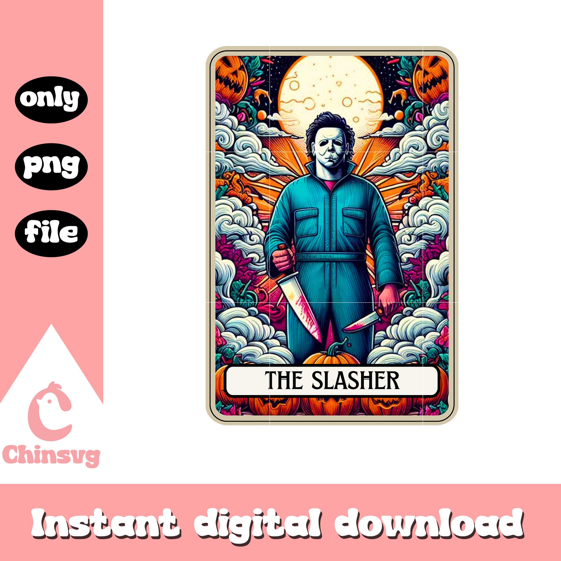 The slasher halloween tarot card png, halloween kills png