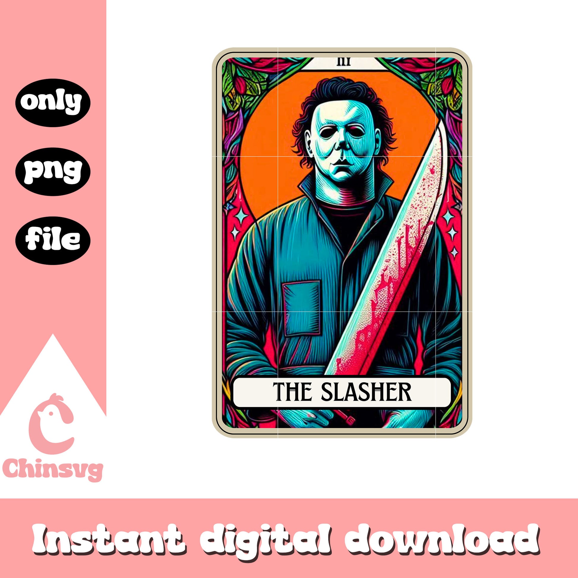 The slasher michael myers tarot card png, the slasher png