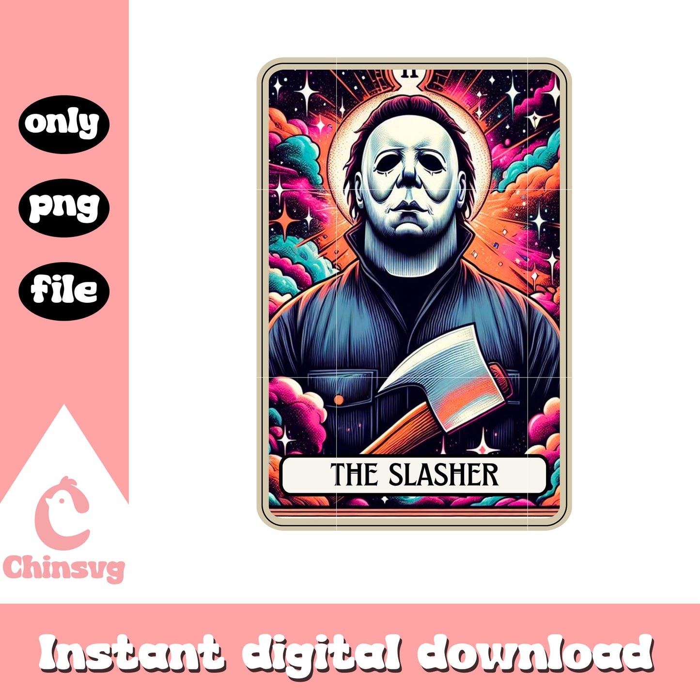 The slasher tarot card halloween png, michael myers png