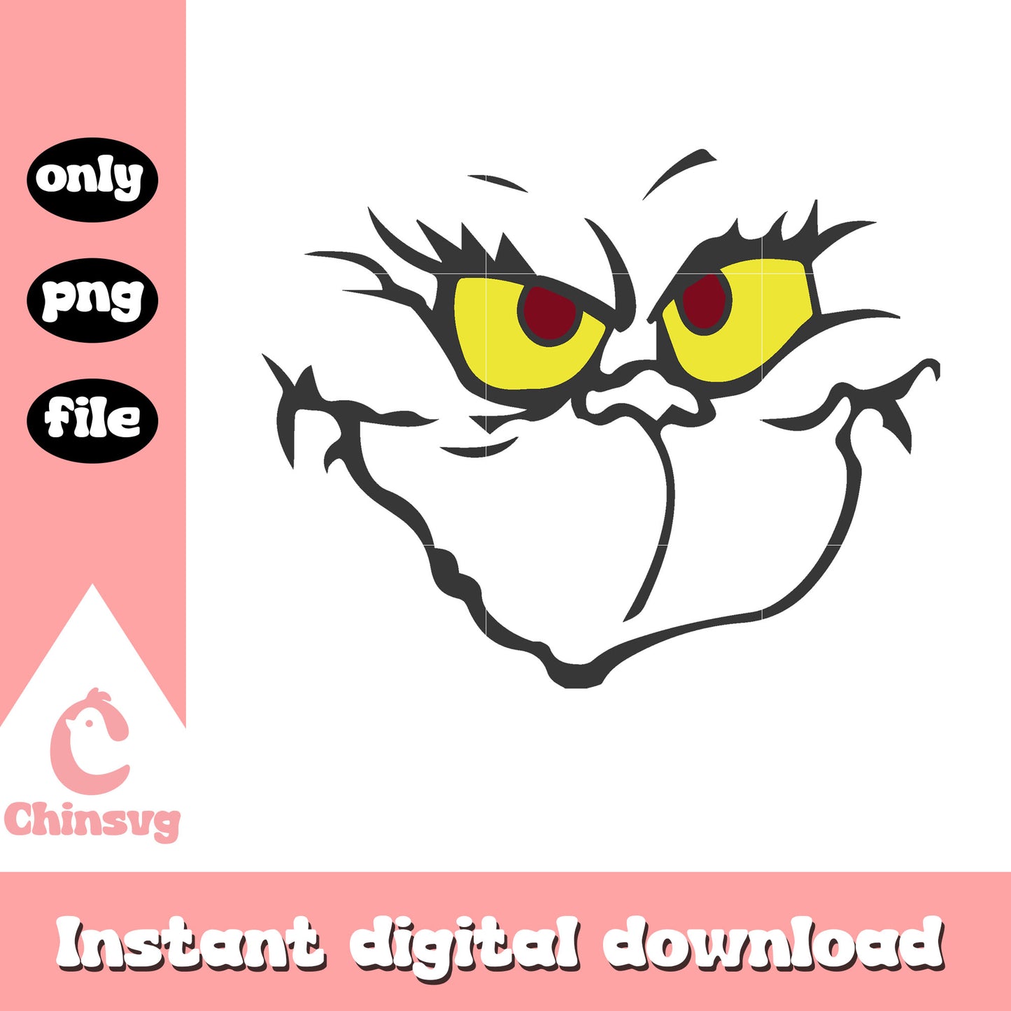 The smile grinch face design png, grinch clipart images png