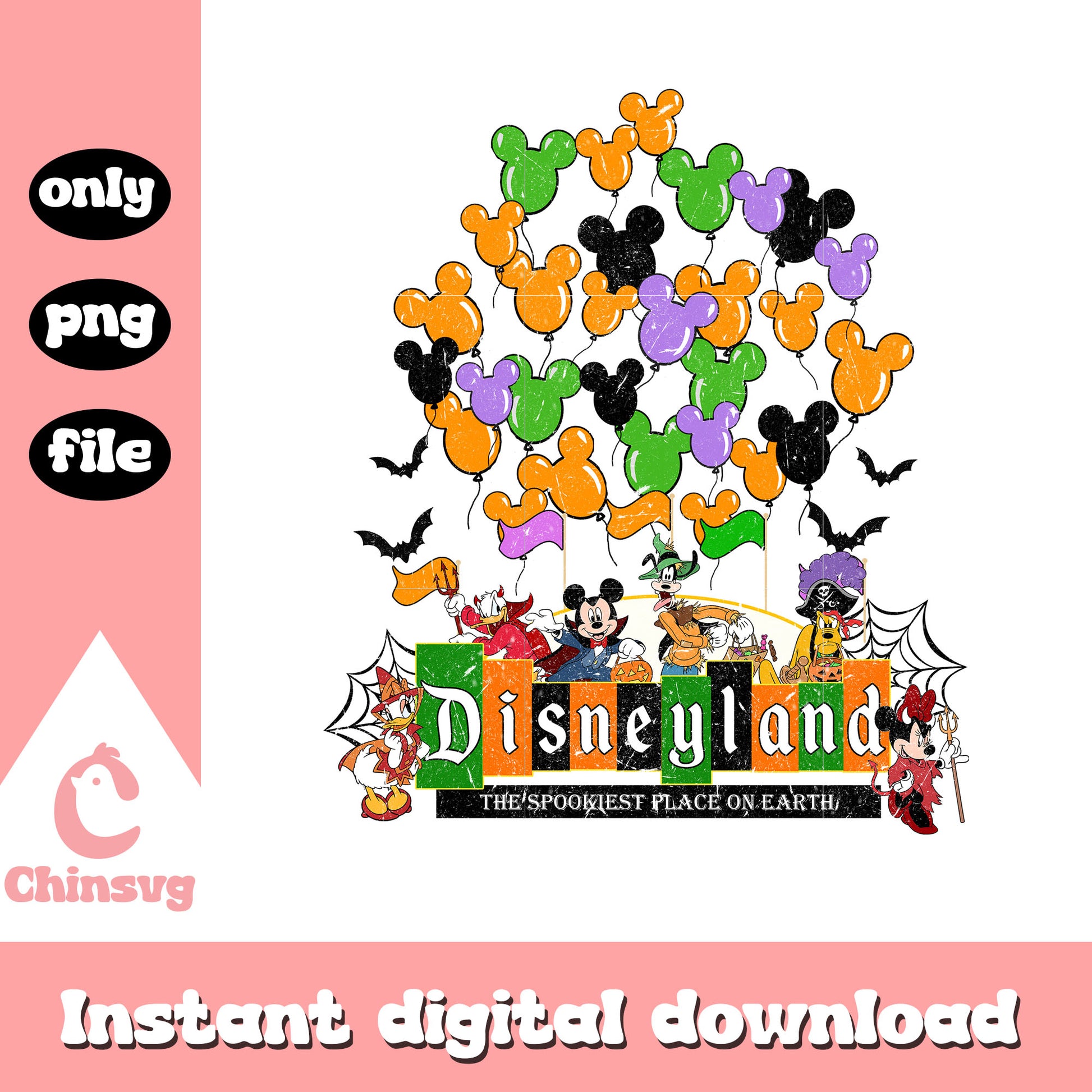 The spookiest place on earth disneyland balloons art png, disney png