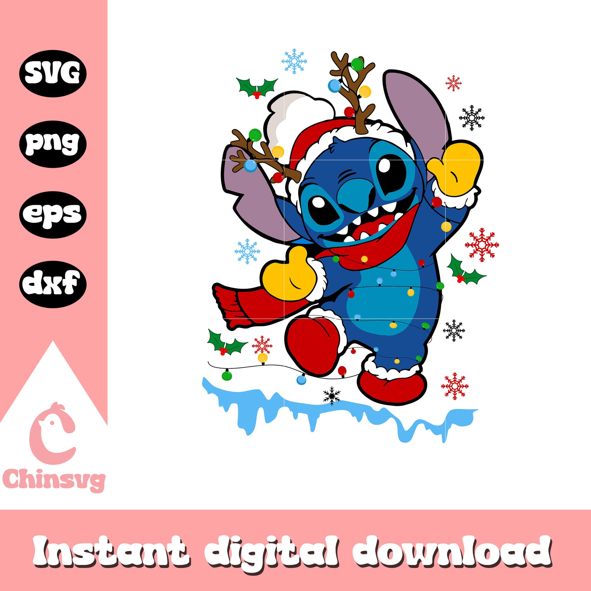 The stitch character on christmas svg, lilo and stitch movies svg