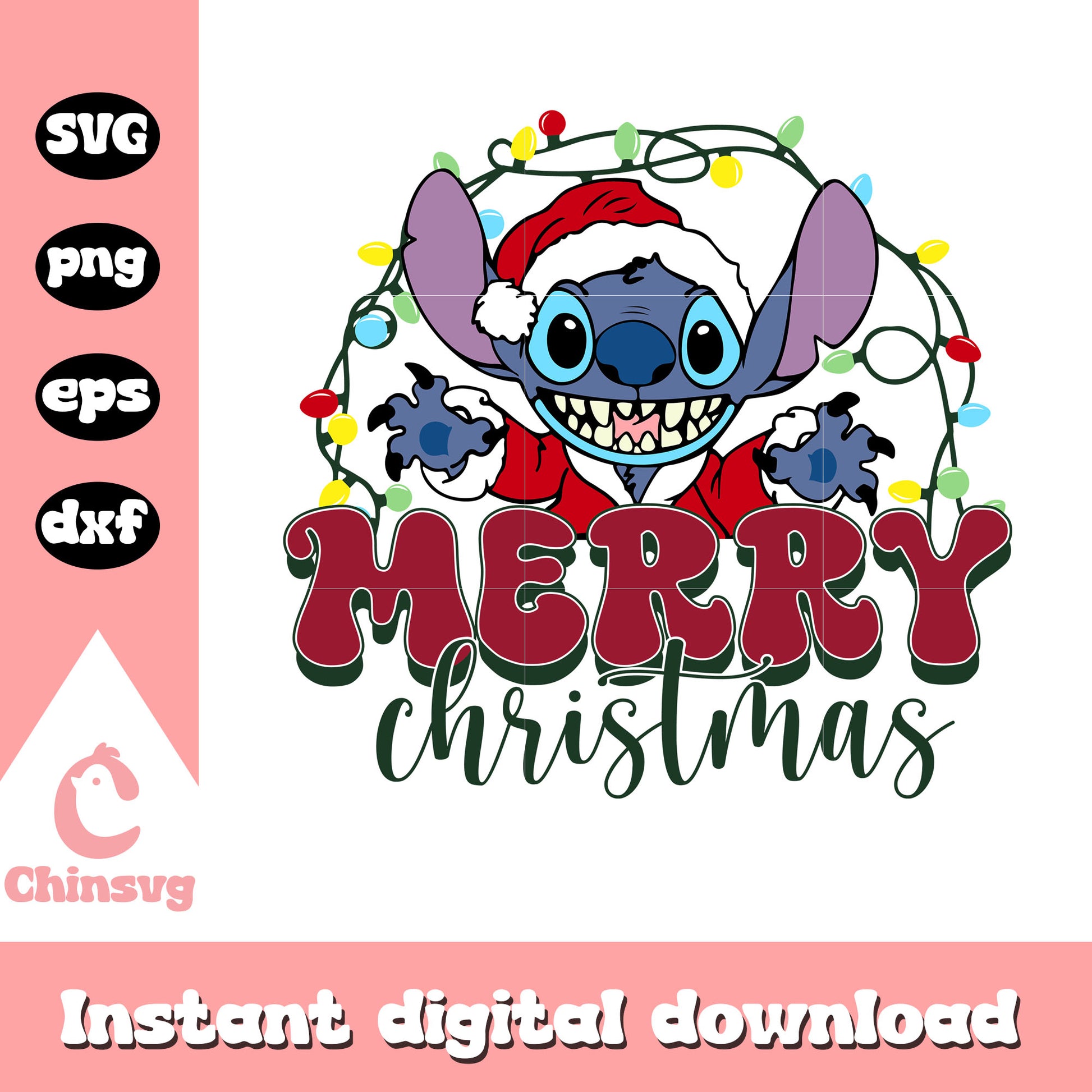 The stitch merry christmas christmas lights svg, stitch character svg