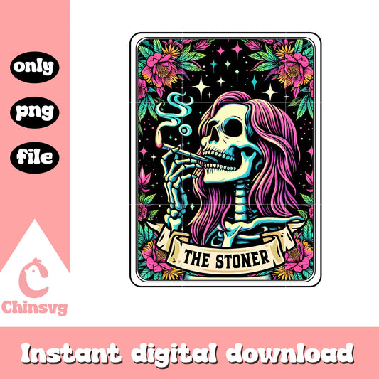 The stoner tarot card design png, tarot card png, skull png
