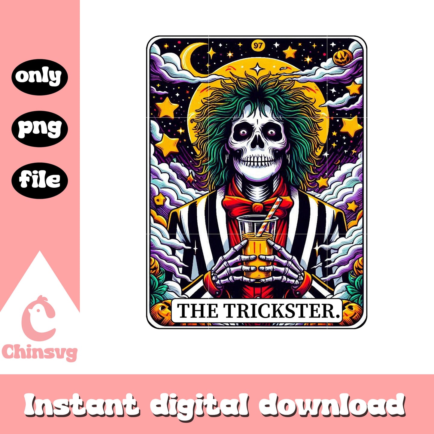The trickster skeleton halloween png, tarot png