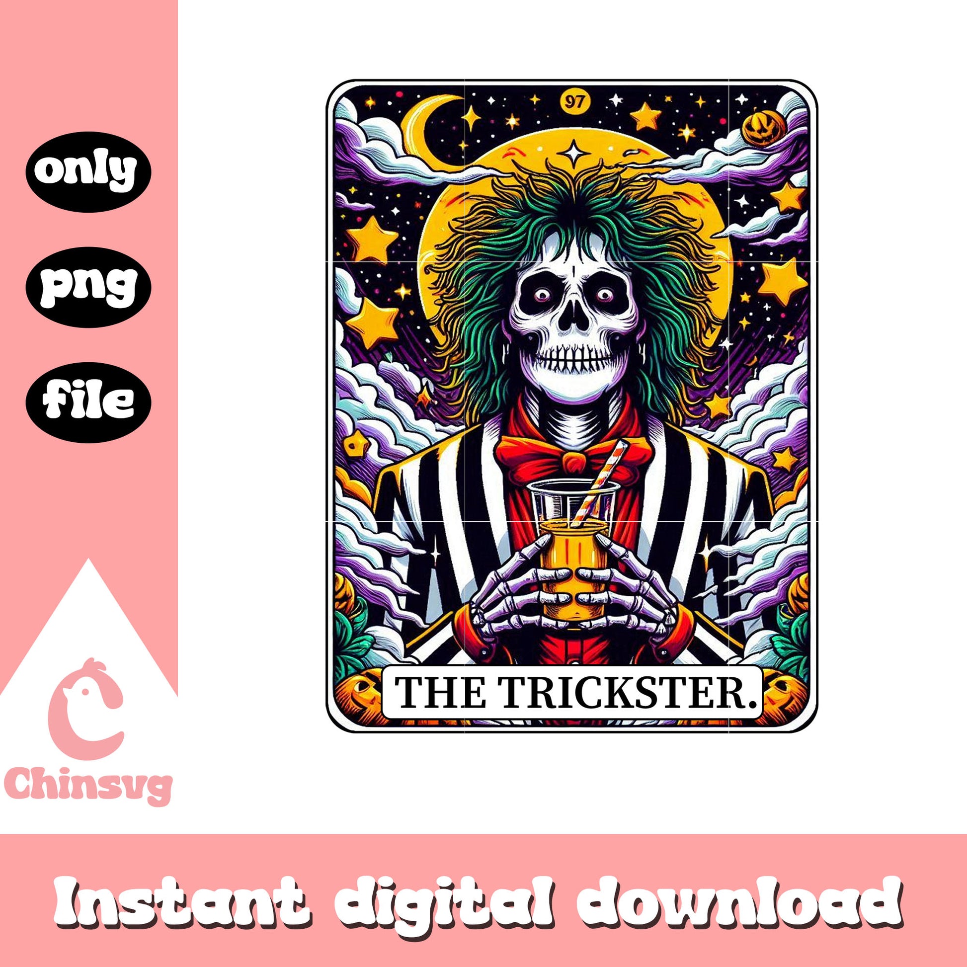 The trickster skeleton halloween png, tarot png