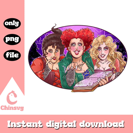 The witches hocus pocus horror design png, sanderson sisters png