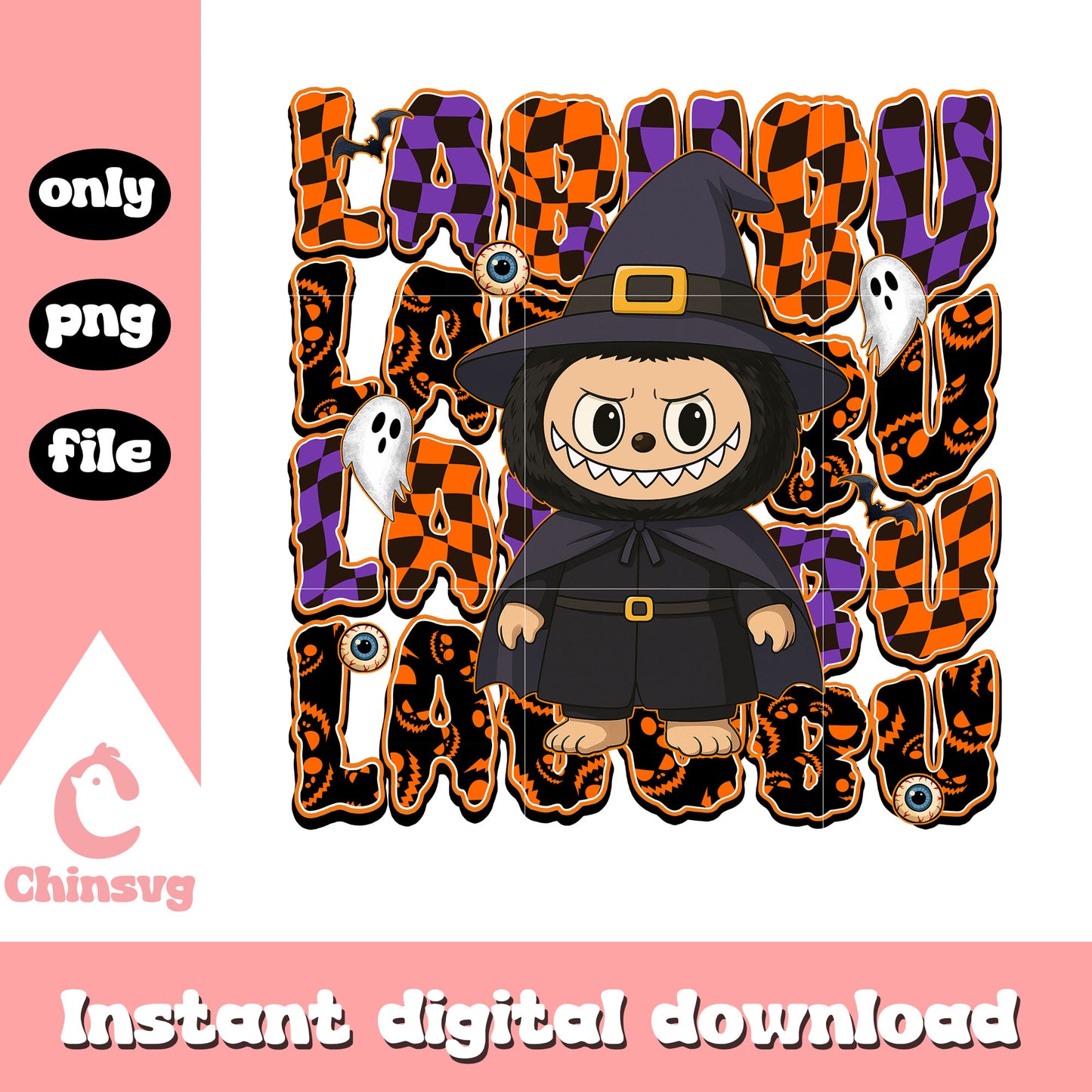 The witch labubu doll design png, the witch halloween png