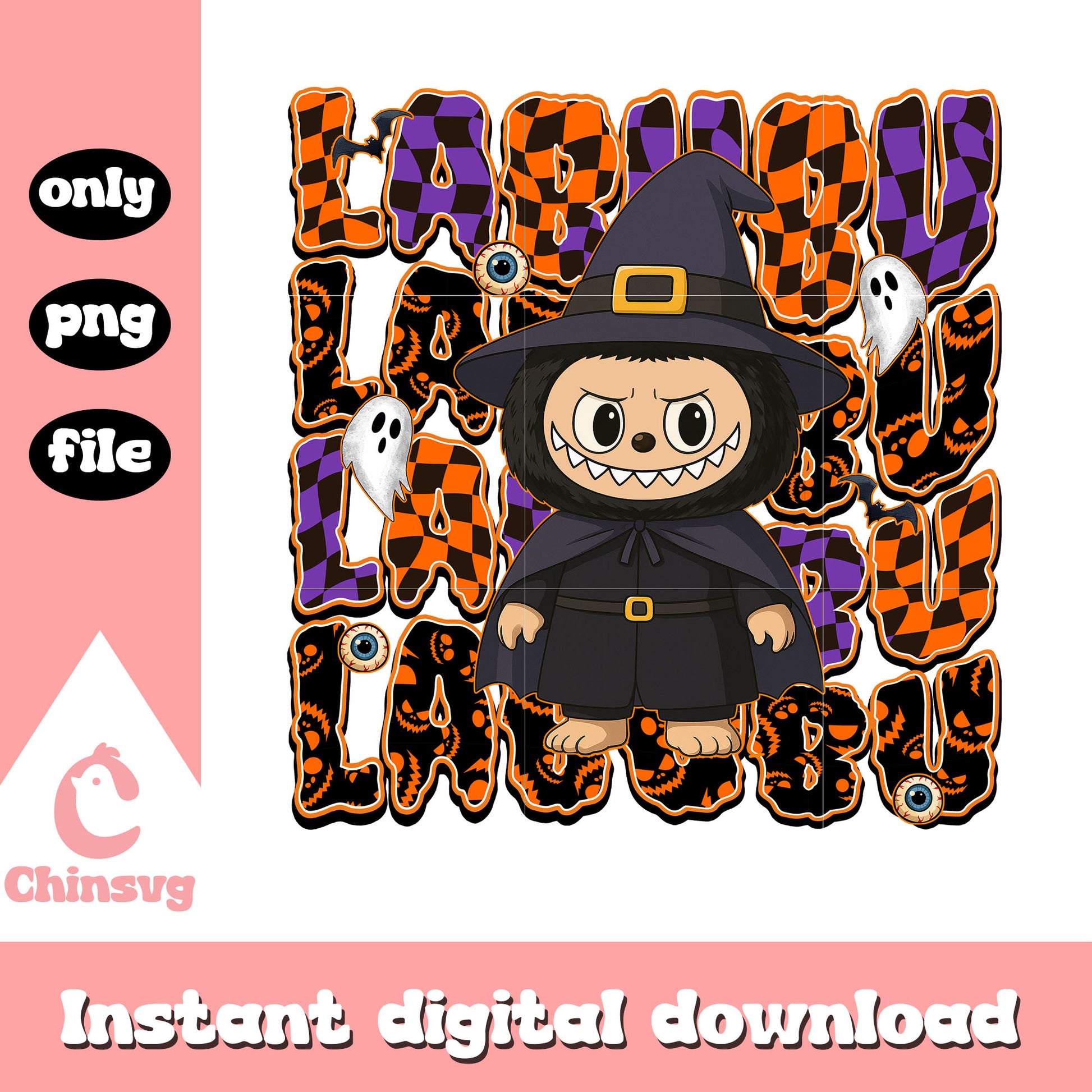 The witch labubu doll design png, the witch halloween png