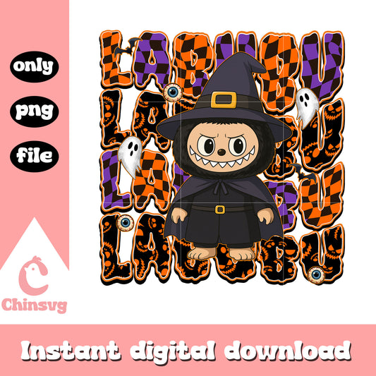 The witch labubu doll design png, the witch halloween png
