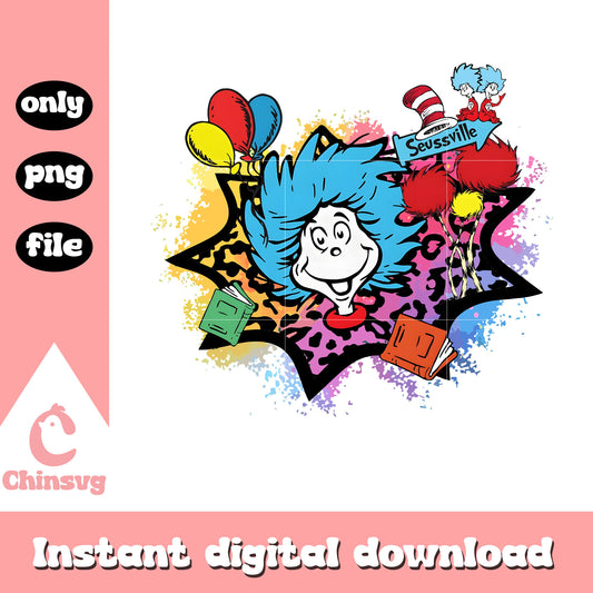 Thing 1 thing 2 color seussville png, seussville png, thing png