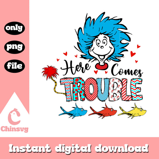 Thing here comes trouble png, dr seuss cast png, cartoon png