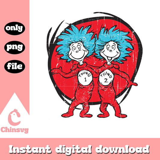 Thing one thing two character png, dr seuss png, logo design png