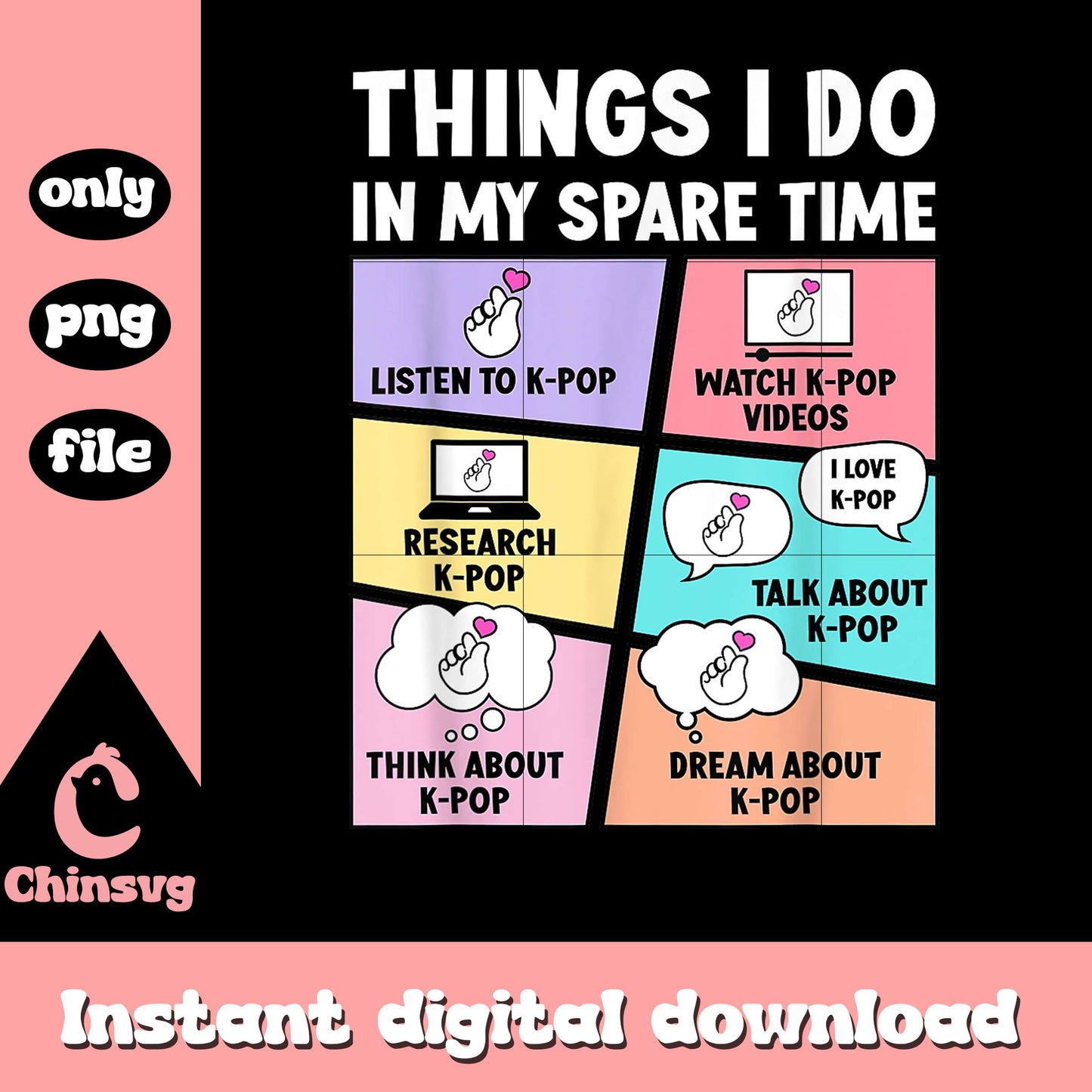 Things i do in my space time design png, teen girls kpop png