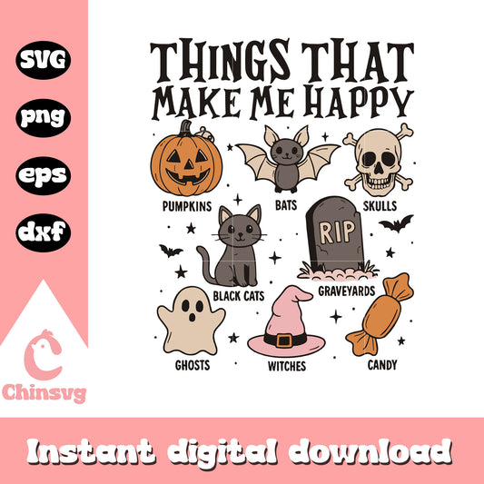 Things that make me happy halloween clipart svg, clipart halloween svg