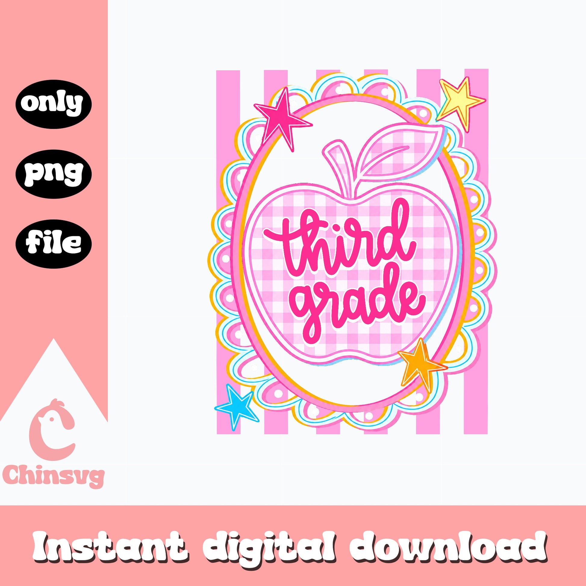 Third Grade Apple PNG, Back To School PNG, Teacher PNG