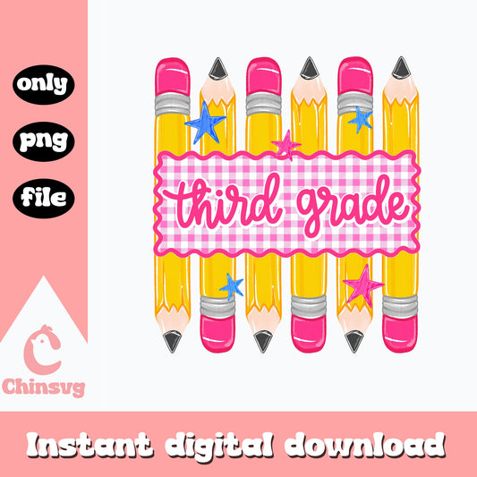 Third Grade Pencil PNG, Back To School PNG, Teacher PNG