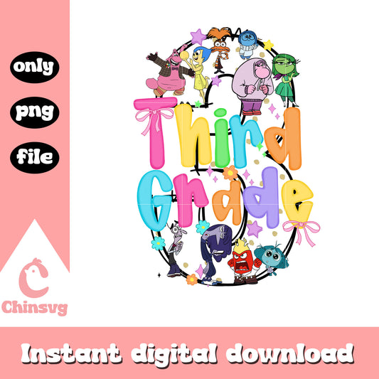 Third grade 3 back to school png, inside out cartoon png