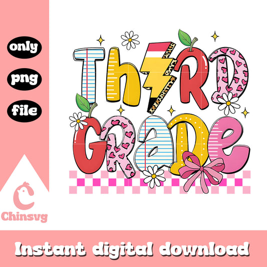 Third grade coquette design png, going back to school png